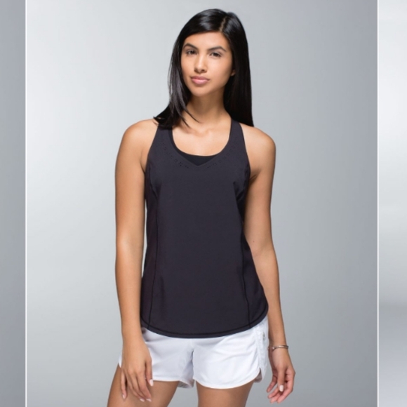LULULEMON Black Lasercut In a Flash Singlet Athletic Tank Top Size M - Picture 1 of 10